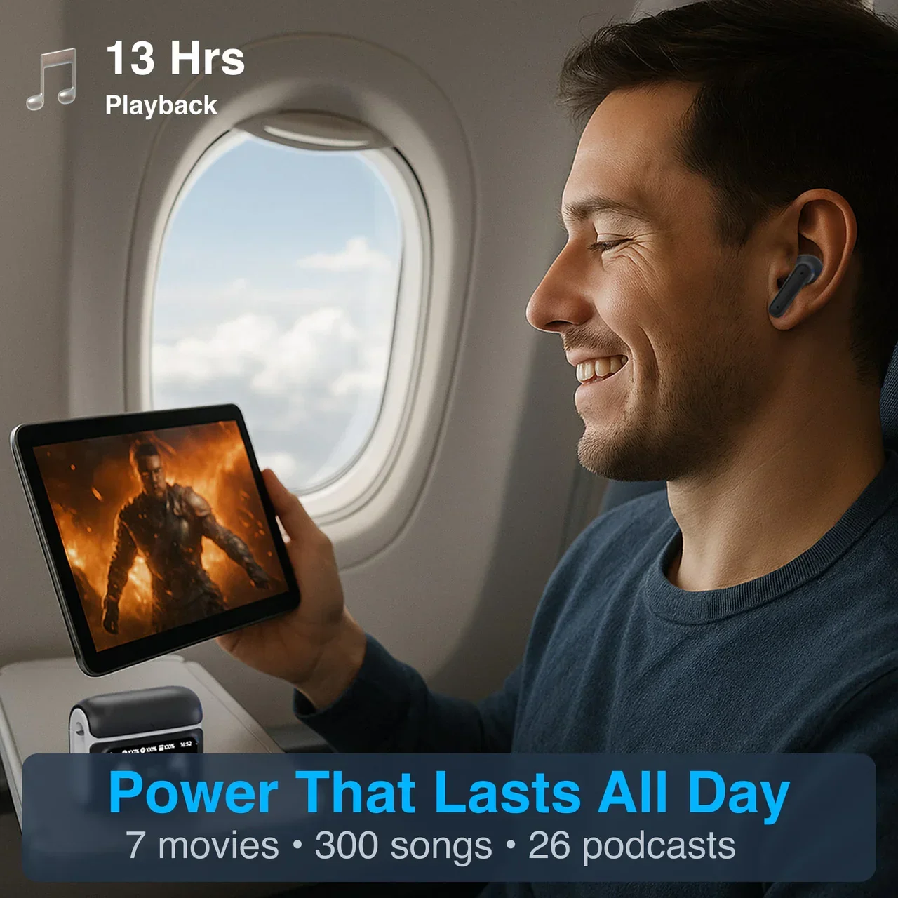 TWS Earbuds ANC with Touch Display Black - Image 4