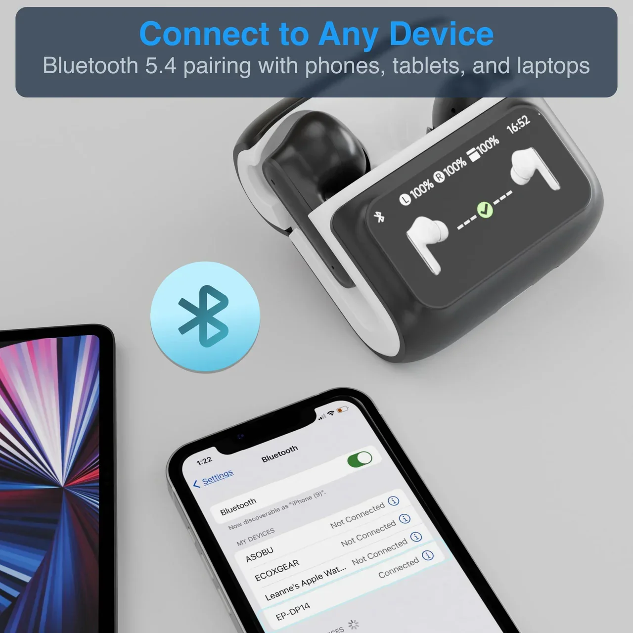 TWS Earbuds ANC with Touch Display Black - Image 7