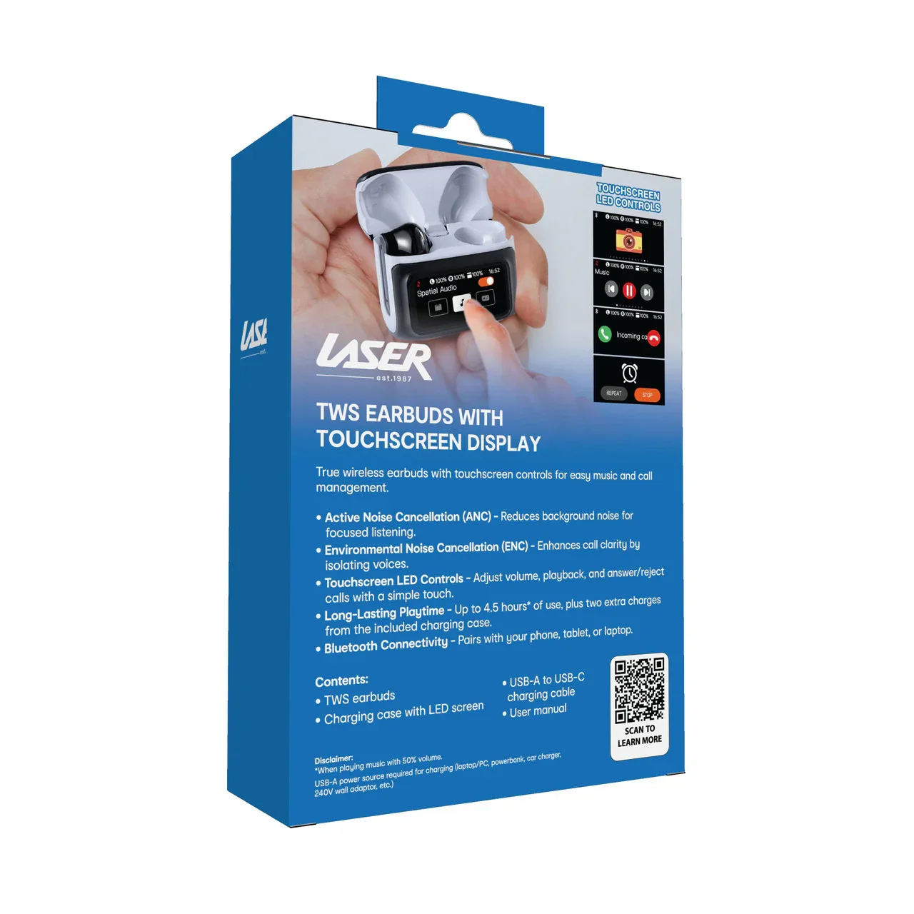 TWS Earbuds ANC with Touch Display Black - Image 9