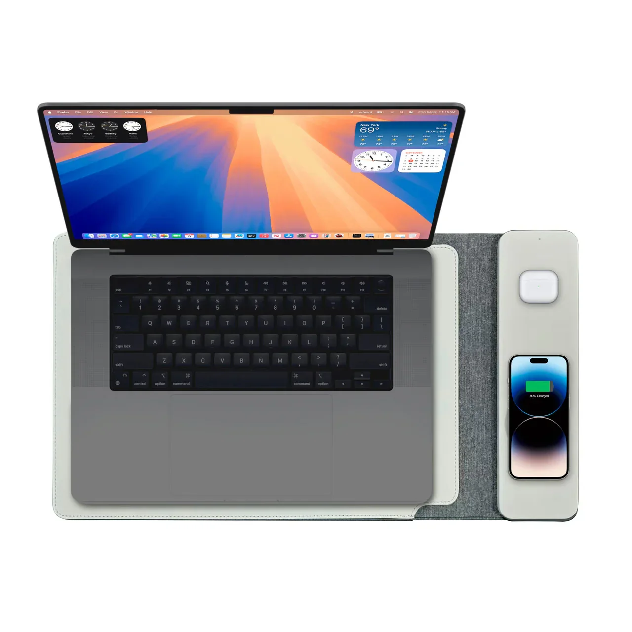 Wireless Charging Laptop Sleeve Up to 16 Inch Grey - Image 3