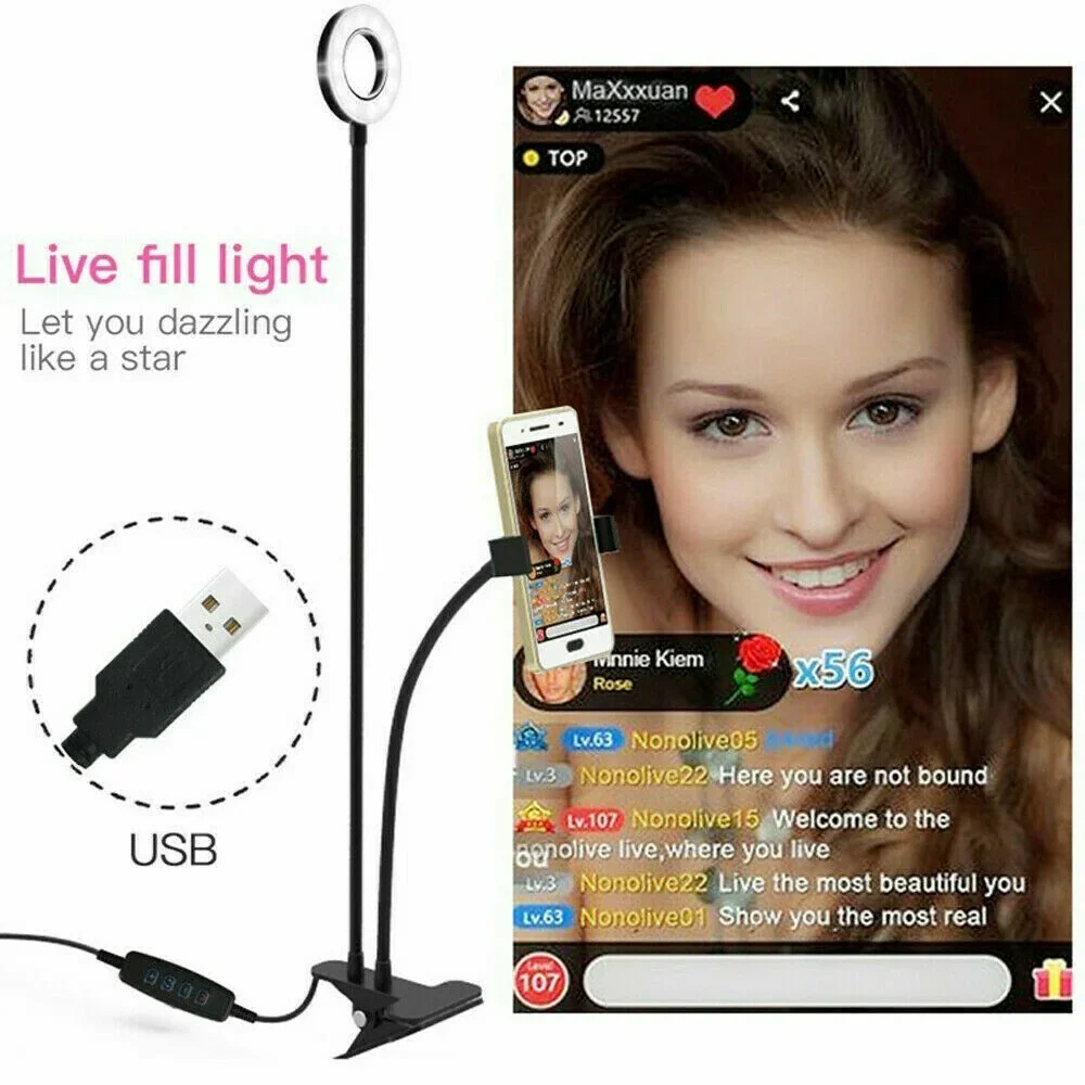 LED Selfie Ring Light with Cell Phone Holder Flexible Stand Live Stream Lamp AU - Image 7