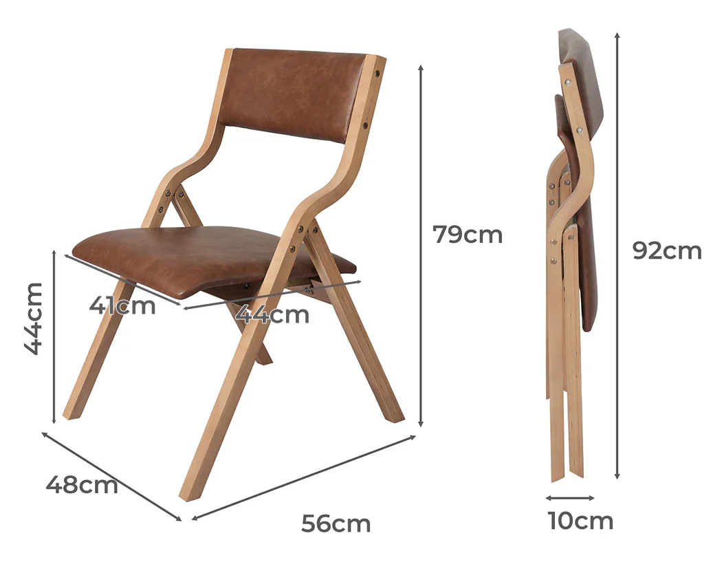 2x Dining Chairs Foldable PU Brown - Image 2