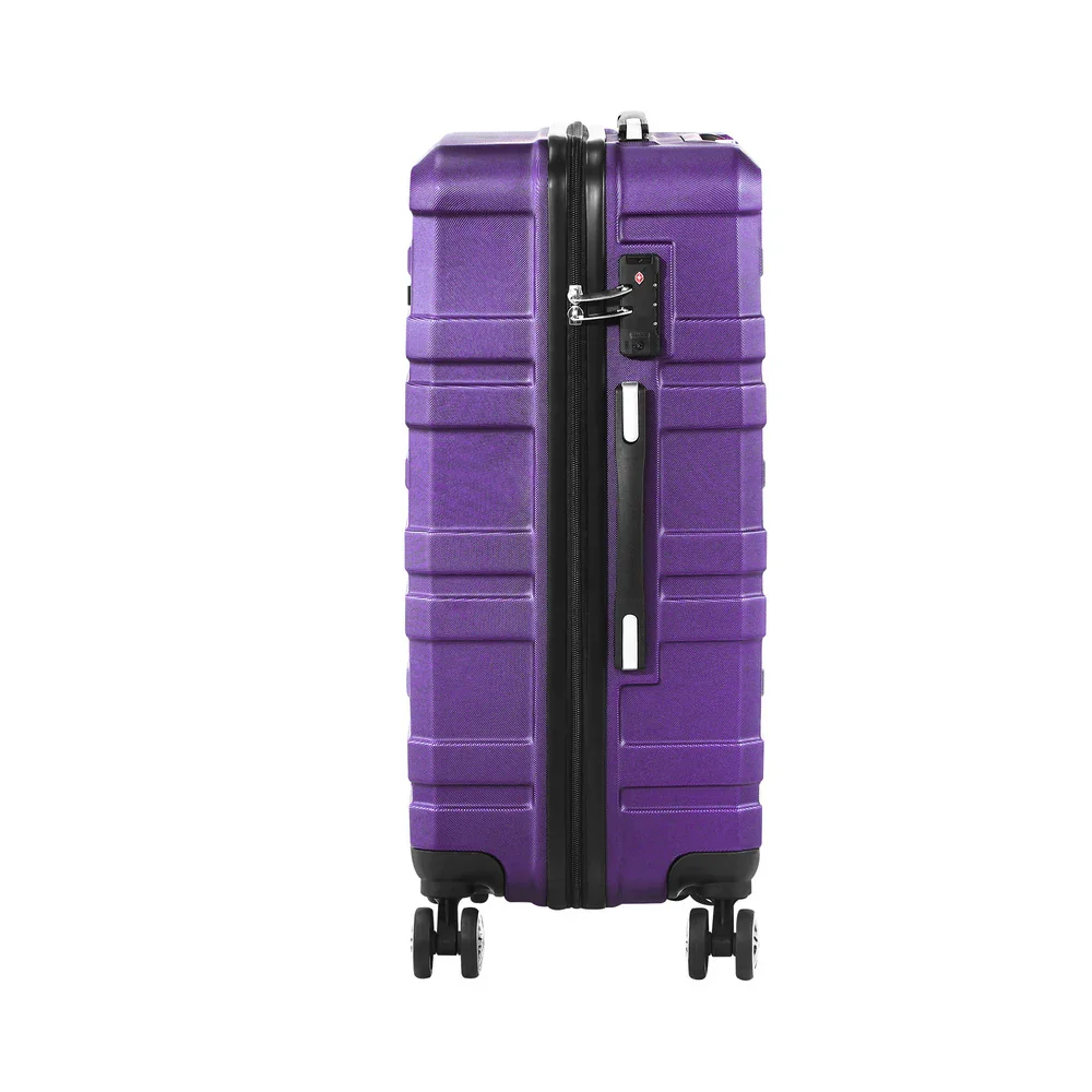 28" Luggage Suitcase Trolley Set Travel TSA Lock Purple - Image 4