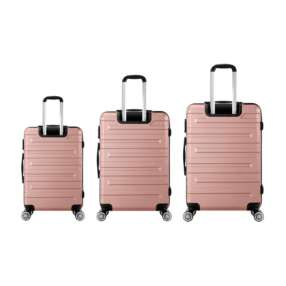 3PCS Luggage Suitcase Trolley Set Travel TSA Lock Pink - Image 2