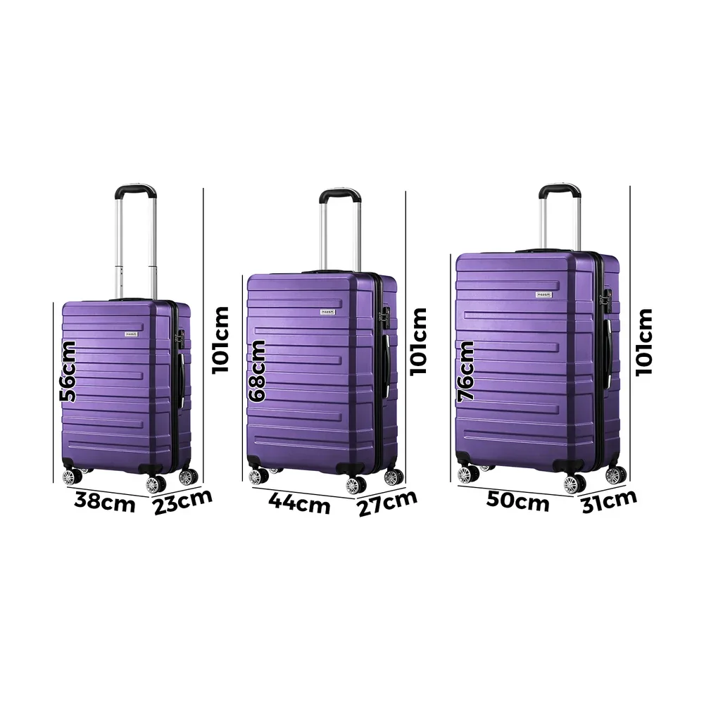 3PCS Luggage Suitcase Trolley Set Travel TSA Lock Purple - Image 6
