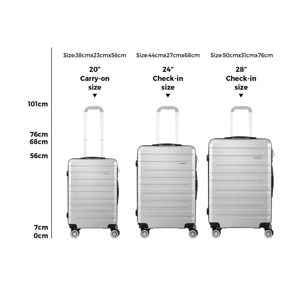 3PCS Luggage Set TSA Lock Hard Case Silver - Image 6
