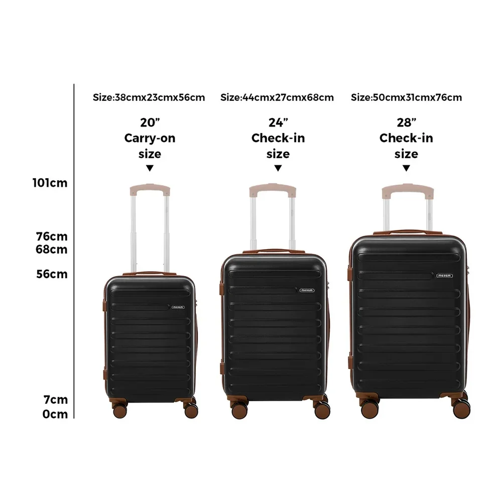 3PCS Luggage Suitcase Set Travel TSA Lock Hard Shell Case Black - Image 6