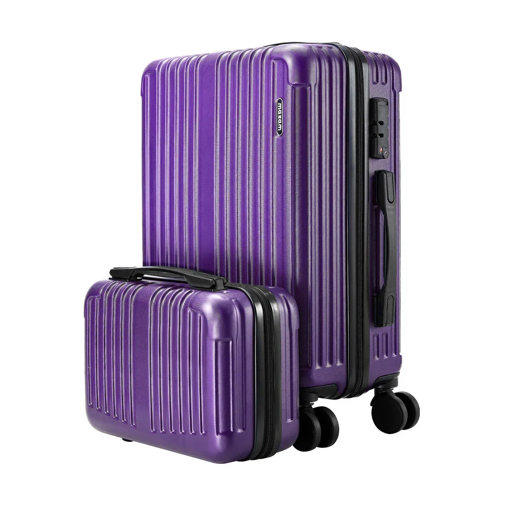 2PCS Luggage Suitcase Trolley Set Carry On TSA Hard Case Purple - Image 5
