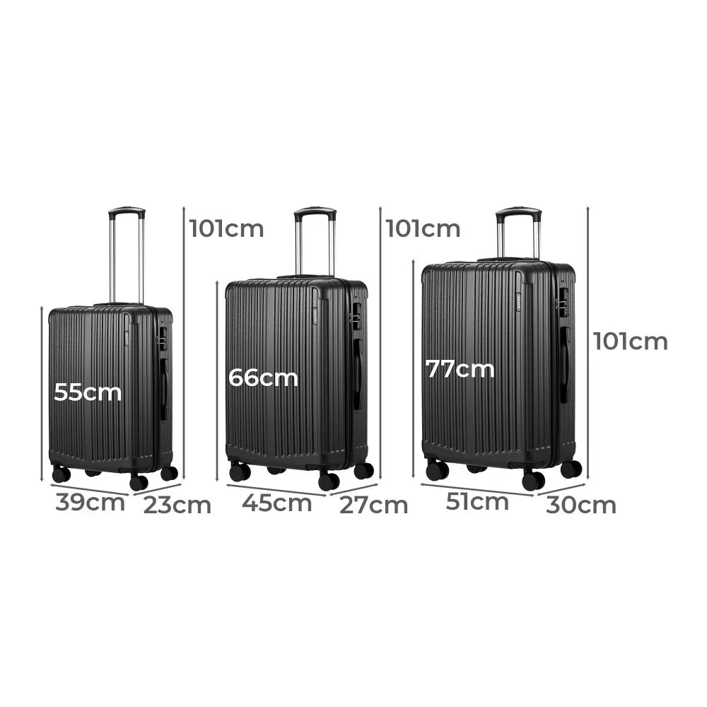 3PCS Luggage Set Travel TSA Lock ABS Case Grey - Image 7