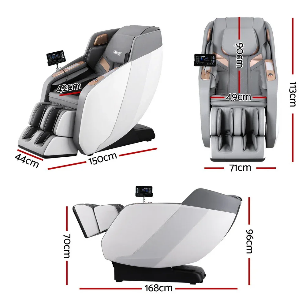 4D Massage Chair Electric Recliner Double Core Mechanism Massager ROWA White - Image 5