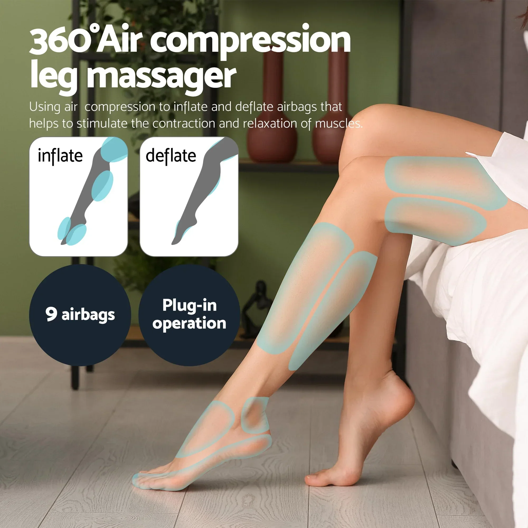 Electric Leg Foot Massager Air Wrap With Shiatsu Neck Massager Heating - Image 2