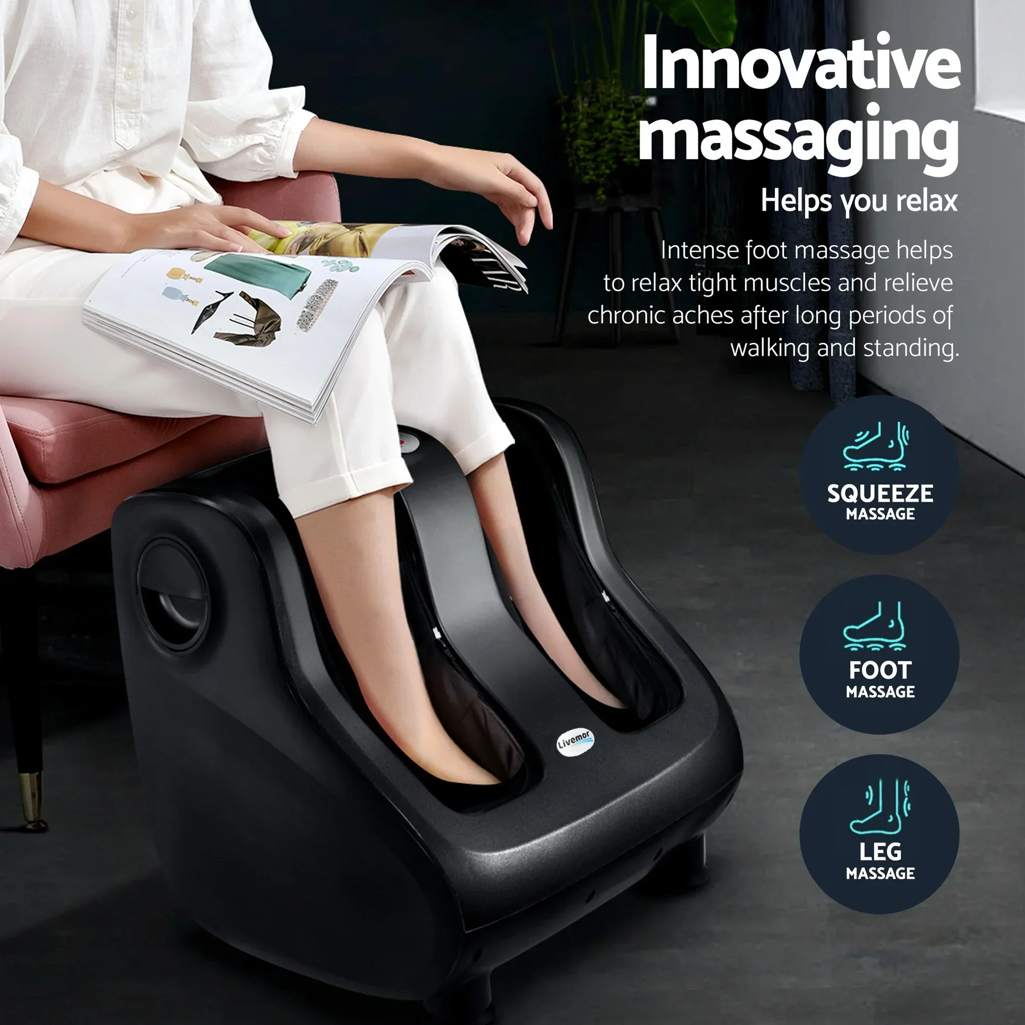 Full Back Massage Seat Cushion Heating With 360° Foot Massagers - Image 4