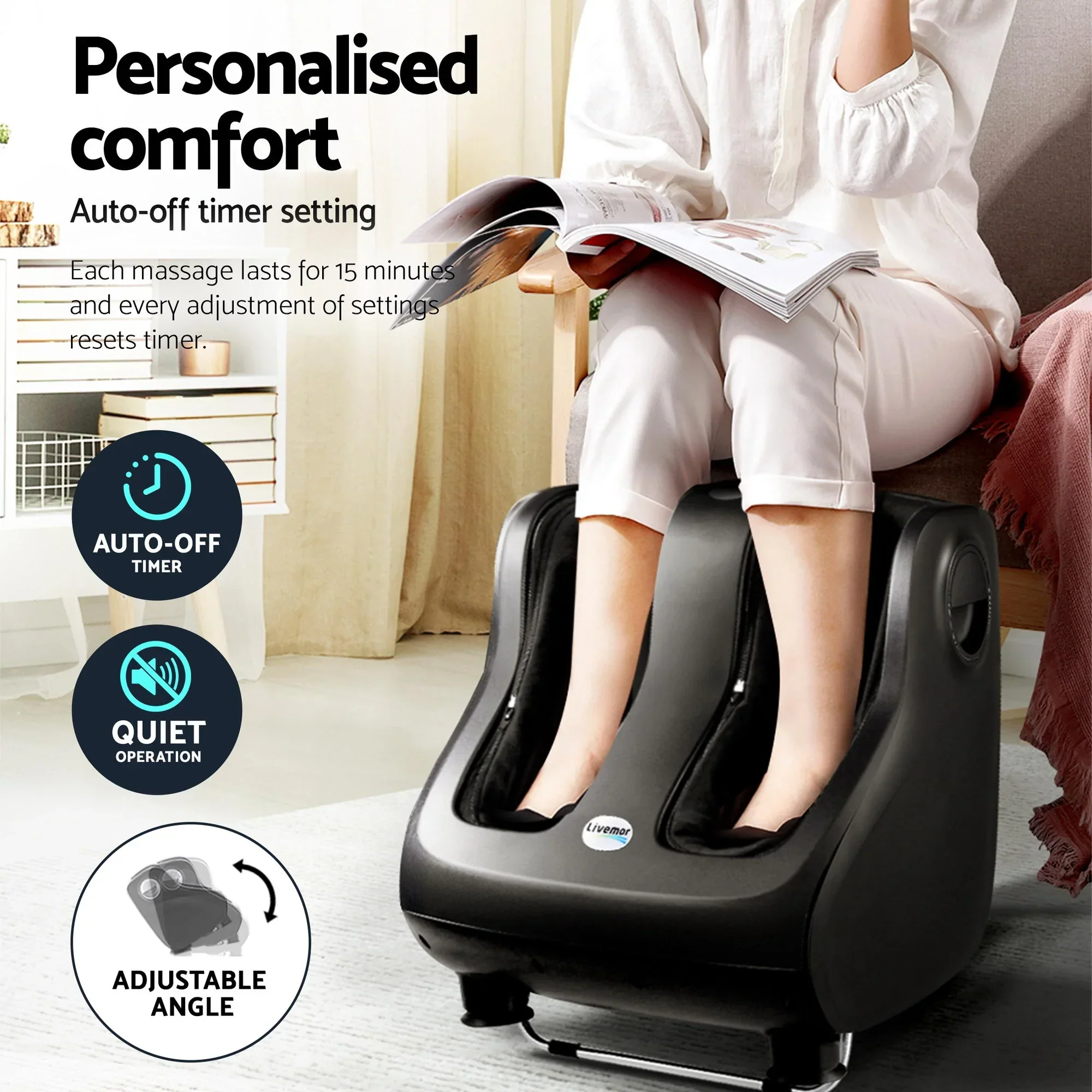 Full Back Massage Seat Cushion Heating With 360° Foot Massagers - Image 5