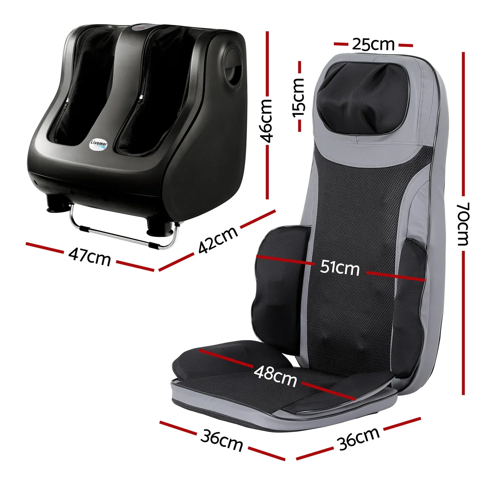 Full Back Massage Seat Cushion Heating With 360° Foot Massagers - Image 8