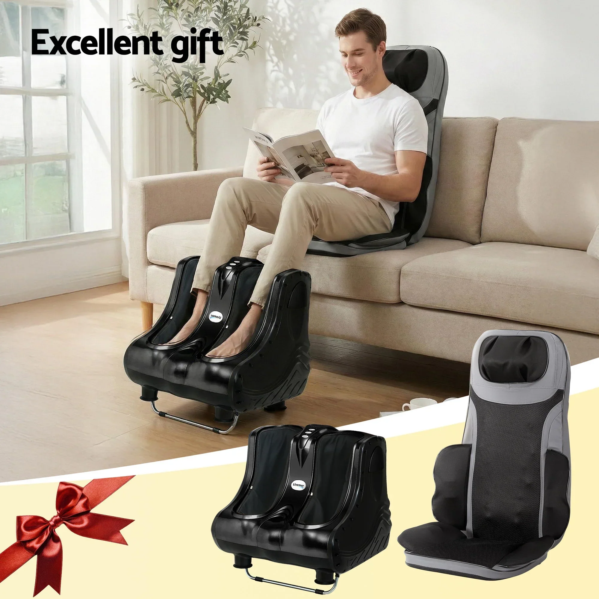 Massage Cushion Heating Massage Seats With Calf Foot Massager - Image 7