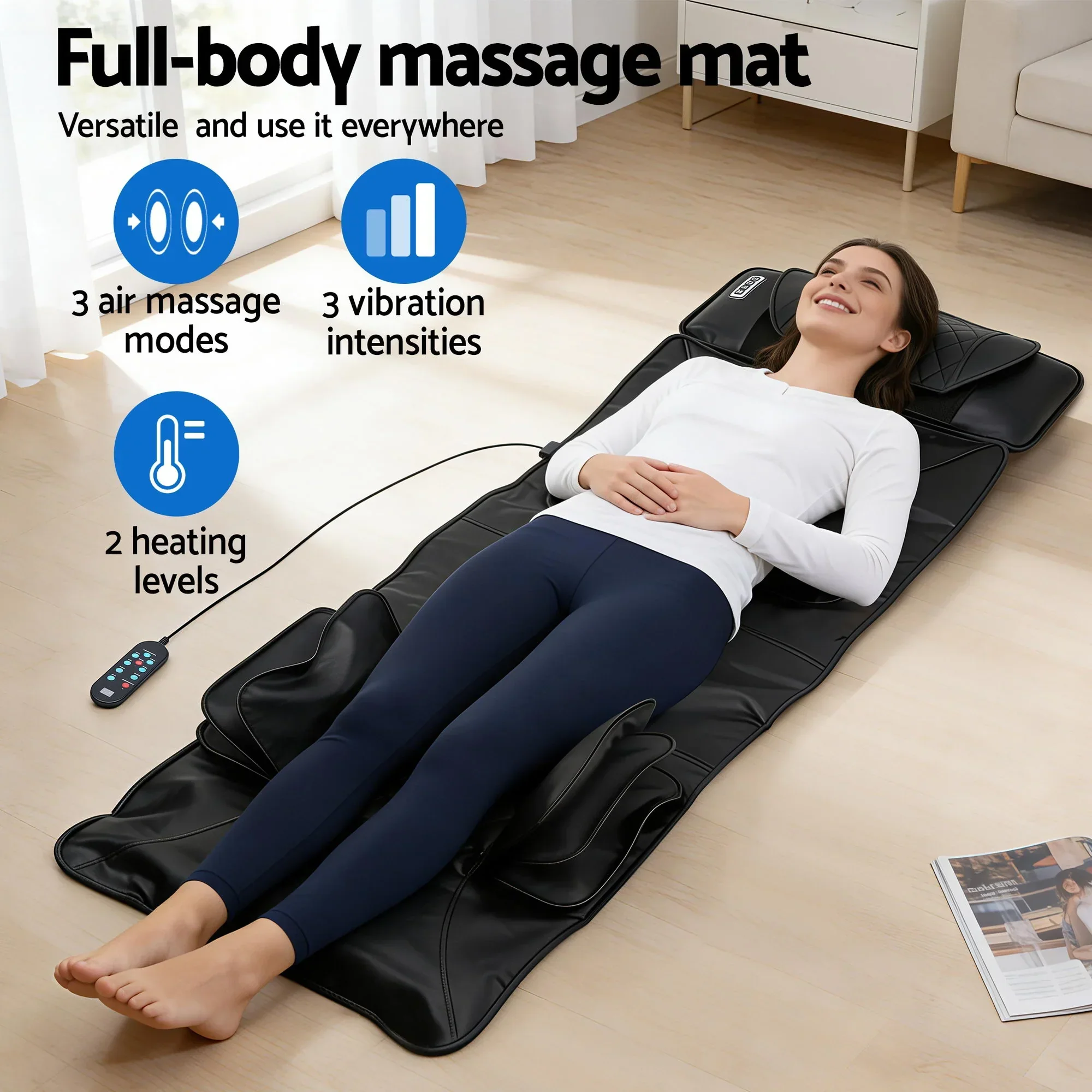 Massage Mat Heated Kneading Neck Massager Lumbar Airbag Stretch - Image 3