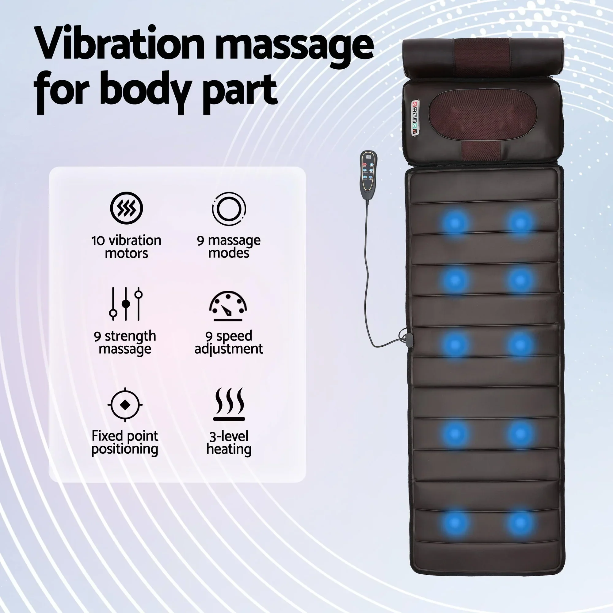 Massage Mat Kneading Neck Foot Massager Heated Vibration Airbag Mattress - Image 4