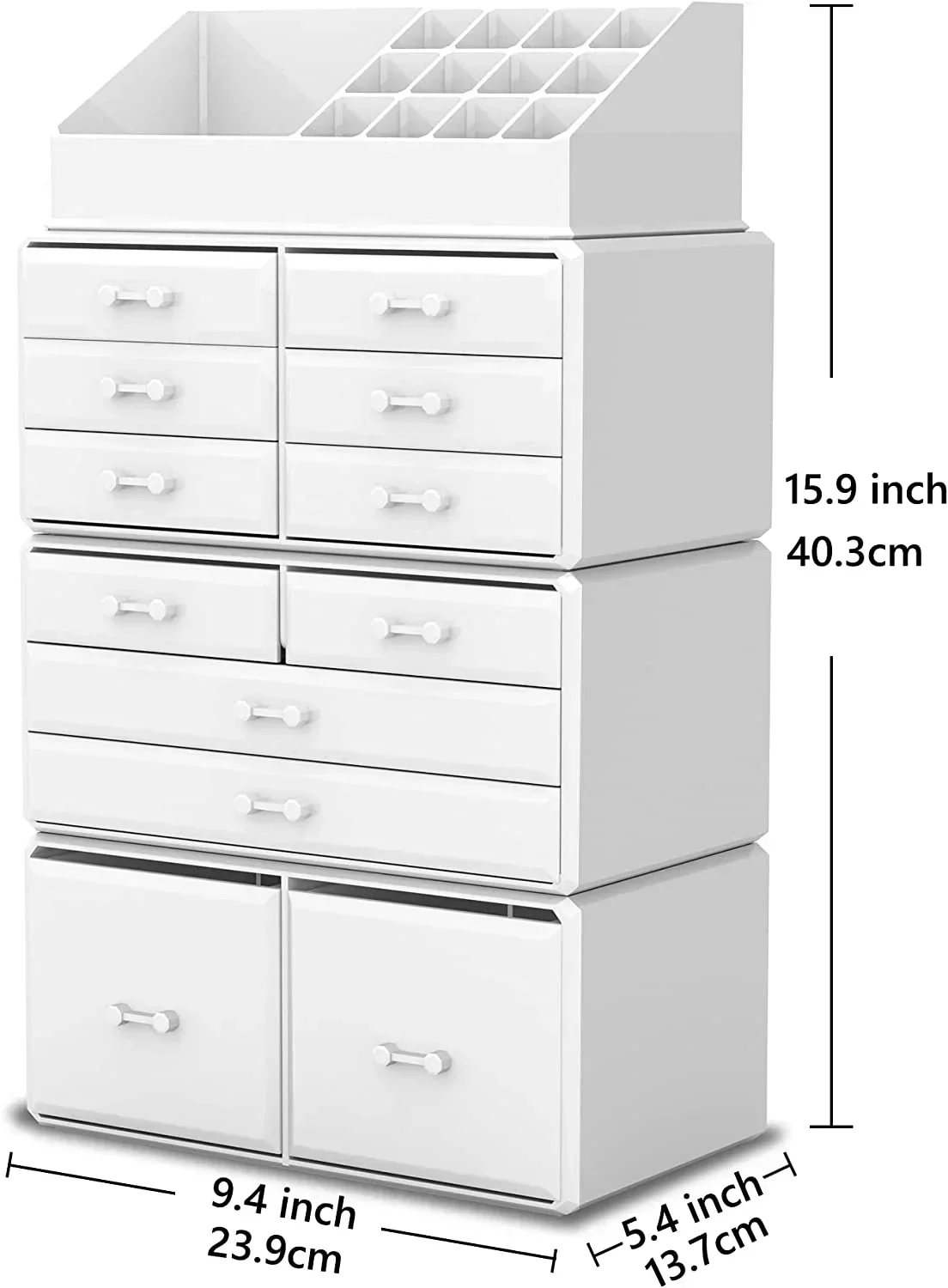 Makeup Cosmetic Organizer Storage with 12 Drawers Display Boxes White - Image 3