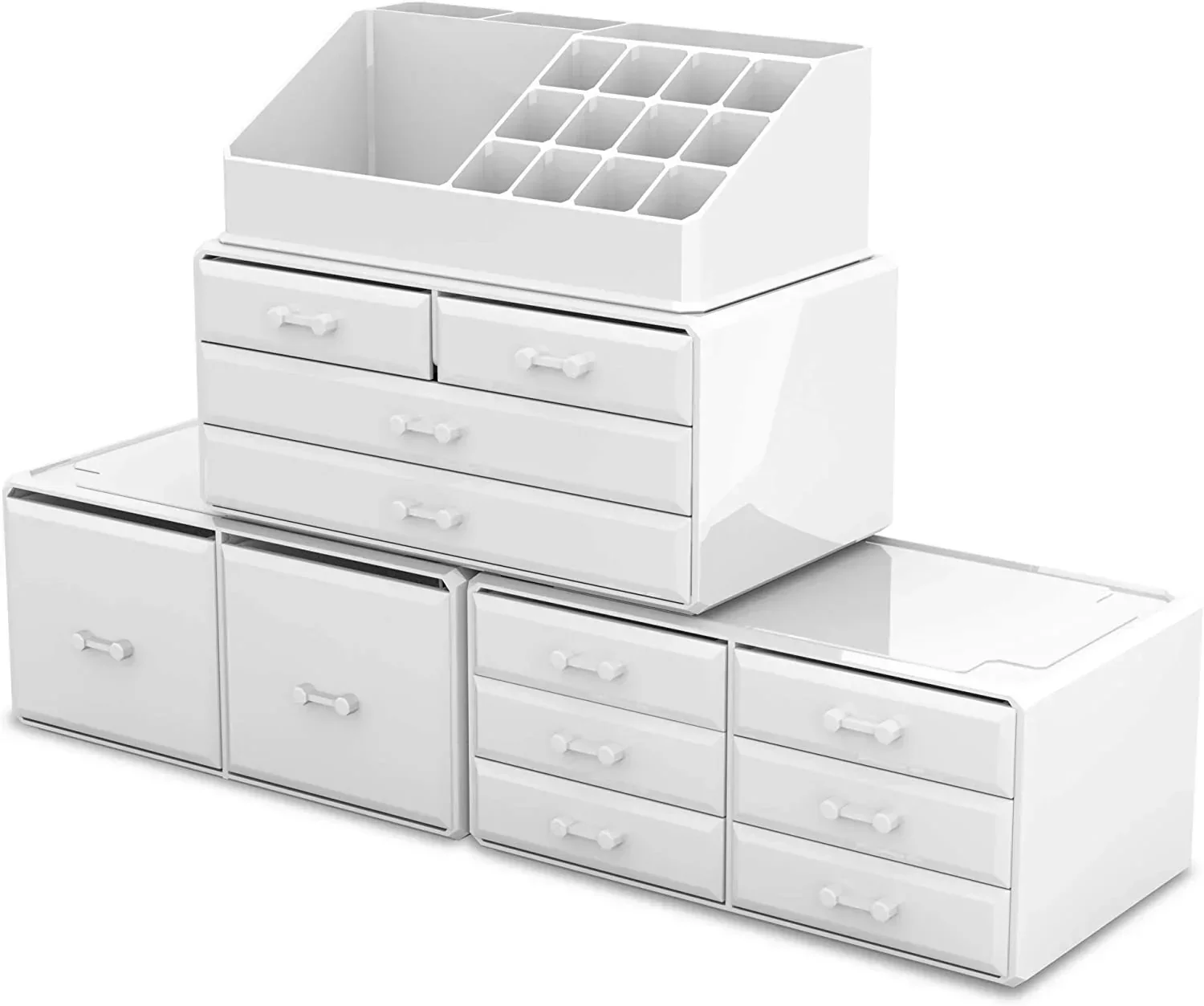Makeup Cosmetic Organizer Storage with 12 Drawers Display Boxes White - Image 4