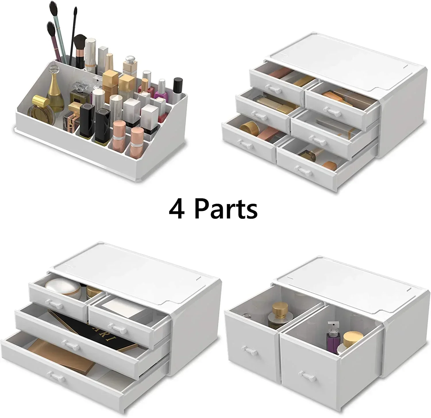 Makeup Cosmetic Organizer Storage with 12 Drawers Display Boxes White - Image 6