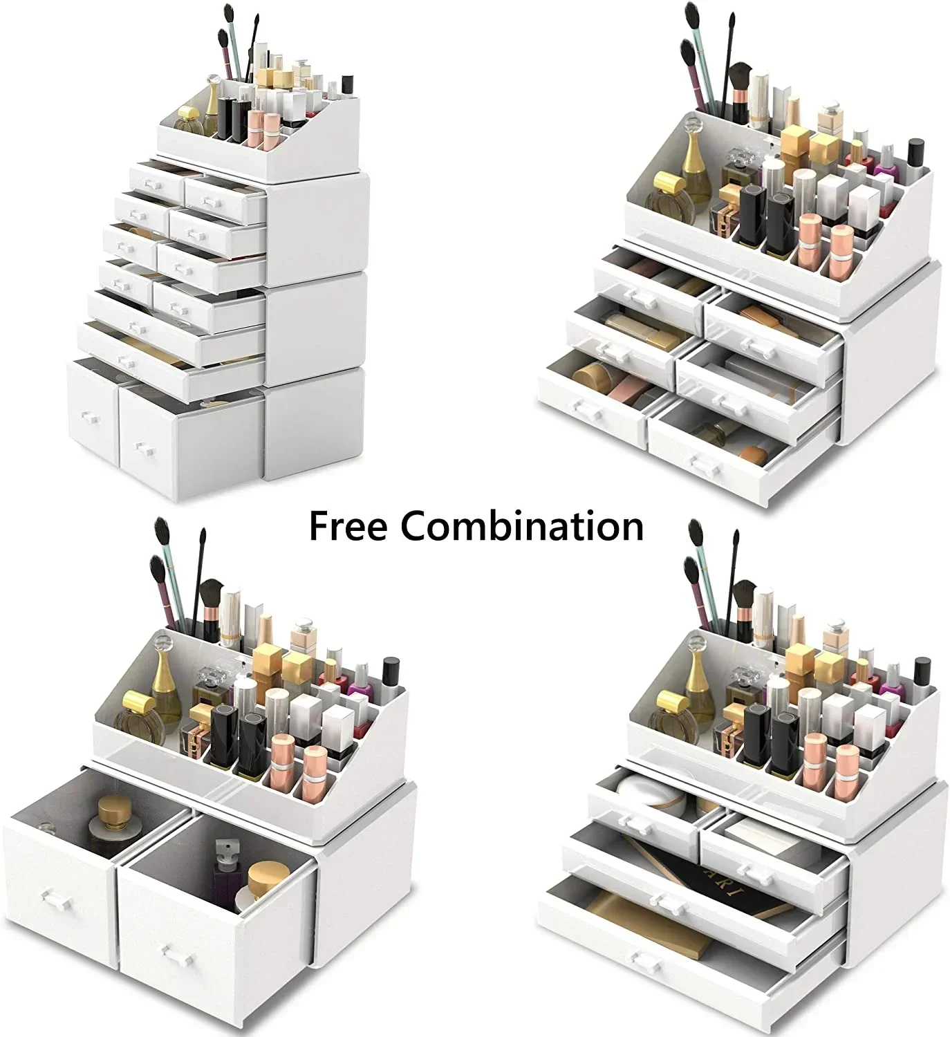 Makeup Cosmetic Organizer Storage with 12 Drawers Display Boxes White - Image 7