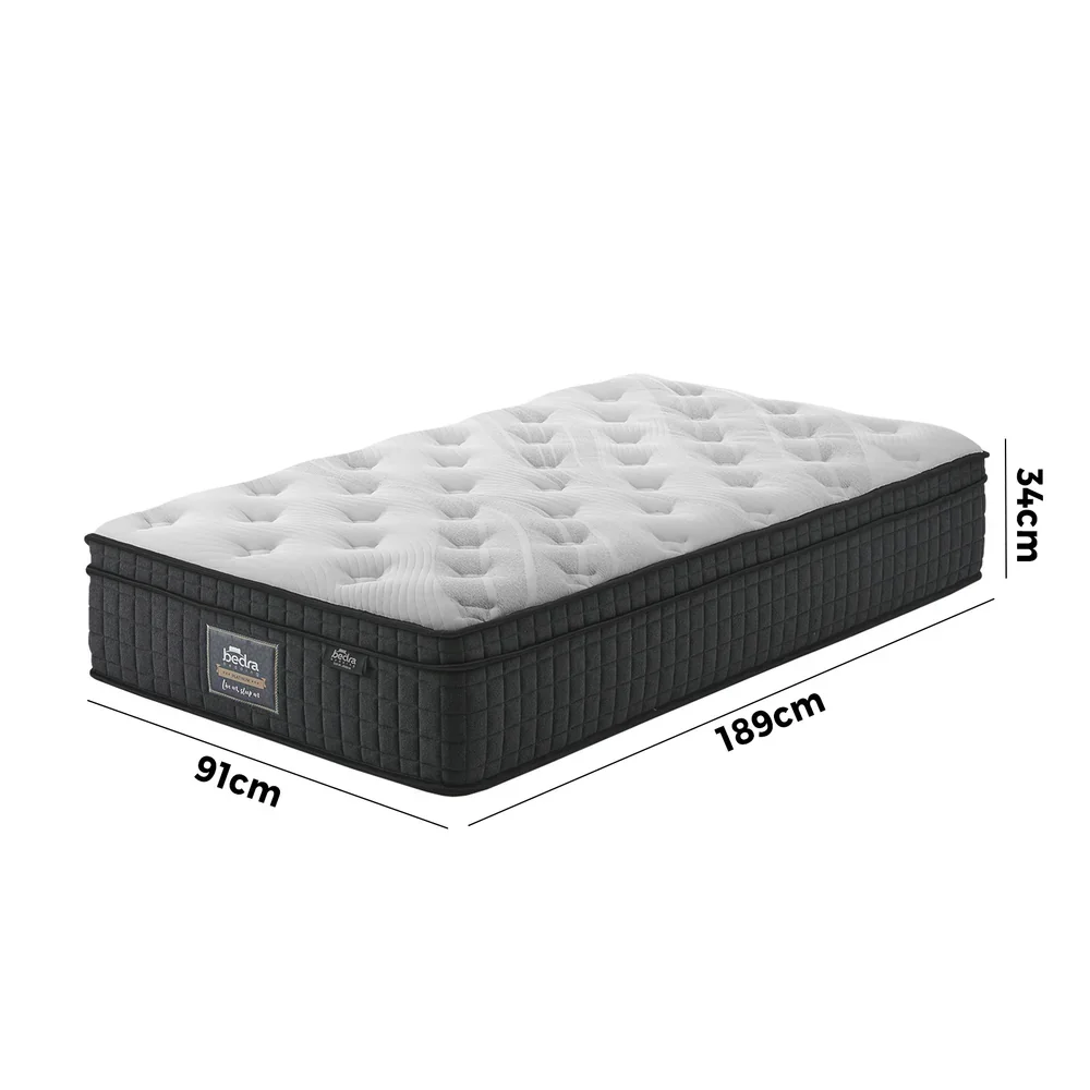 Single Mattress Cool Gel Foam Pocket Spring 34CM with Pillow - Image 6