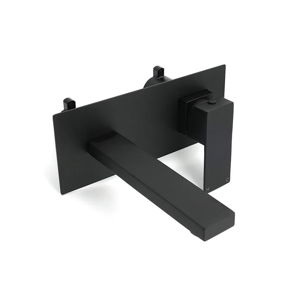Matt Black Basin Mixer Bathroom Tub Faucet Wall Mount Tap Hot Cold Water Spout - Image 3