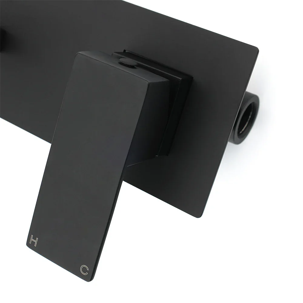 Matt Black Basin Mixer Bathroom Tub Faucet Wall Mount Tap Hot Cold Water Spout - Image 5