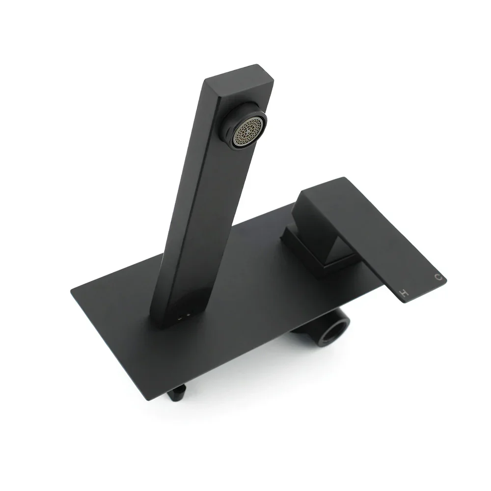 Matt Black Basin Mixer Bathroom Tub Faucet Wall Mount Tap Hot Cold Water Spout - Image 7