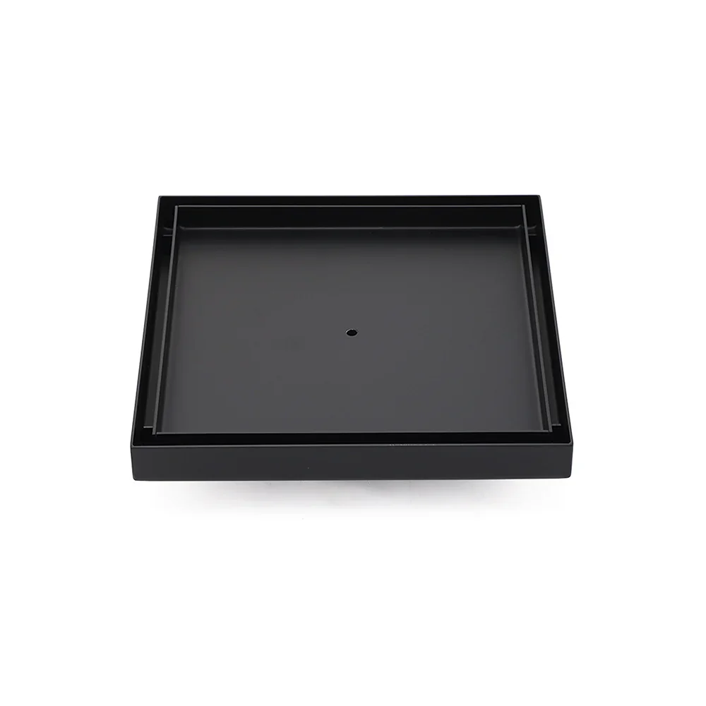 Matt Black Bathroom Big 200mm Tile Insert Floor Drain Shower Grate 50mm Outlet