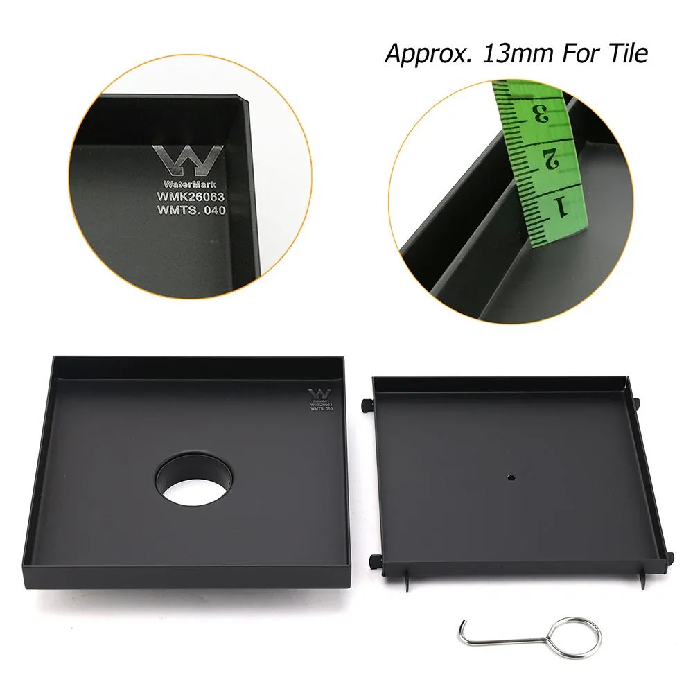 Matt Black Bathroom Big 200mm Tile Insert Floor Drain Shower Grate 50mm Outlet - Image 3