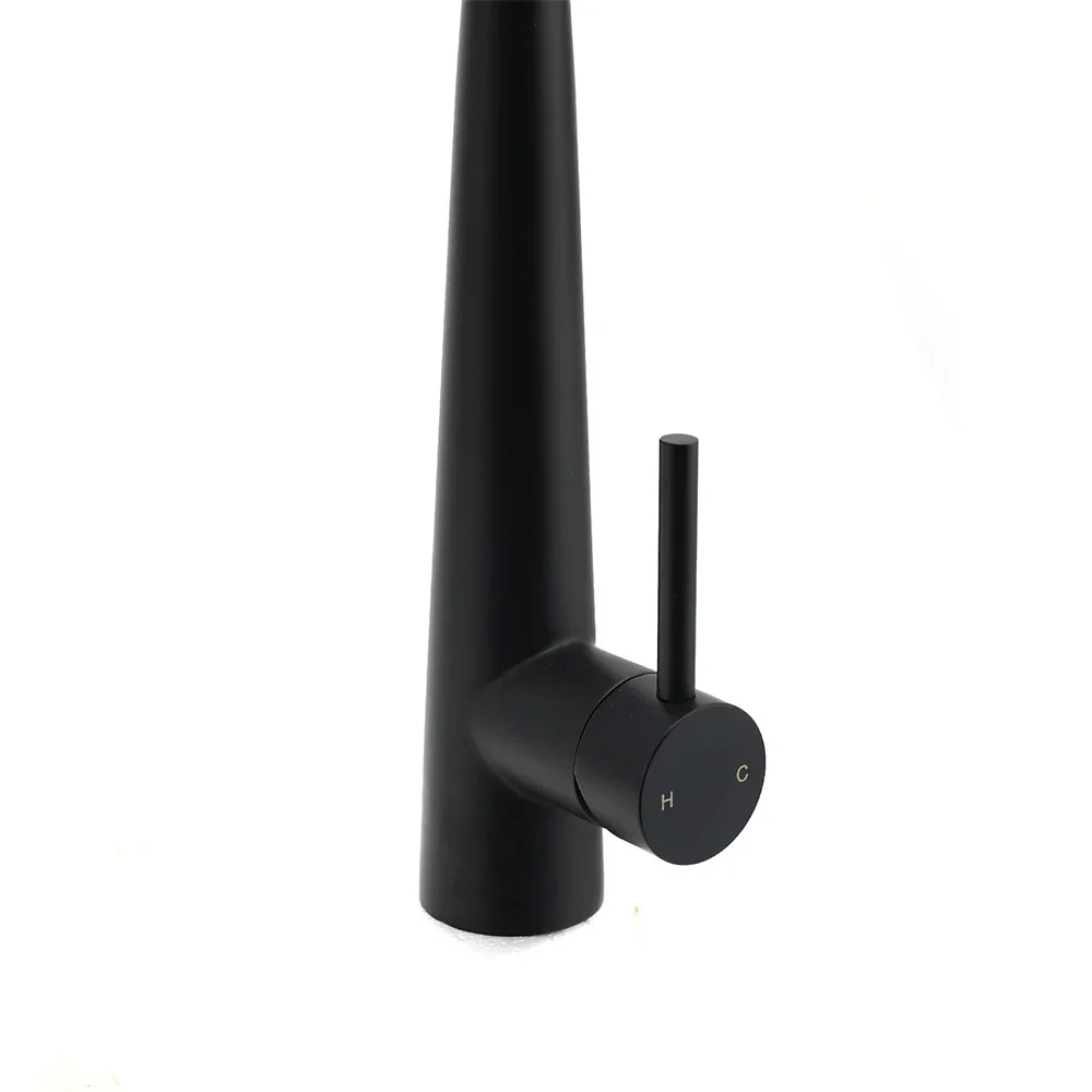 Matt Black Pull Out Long Hose Kitchen Sink Tap Round Basin Mixer Faucet Spout - Image 5