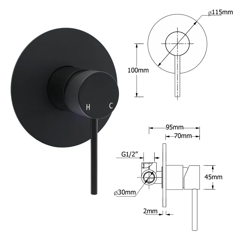 Matt Black Round 8" Shower Head Sliding Rail Arm 3 Modes Handheld Arm Dual Combo + Mixer - Image 8