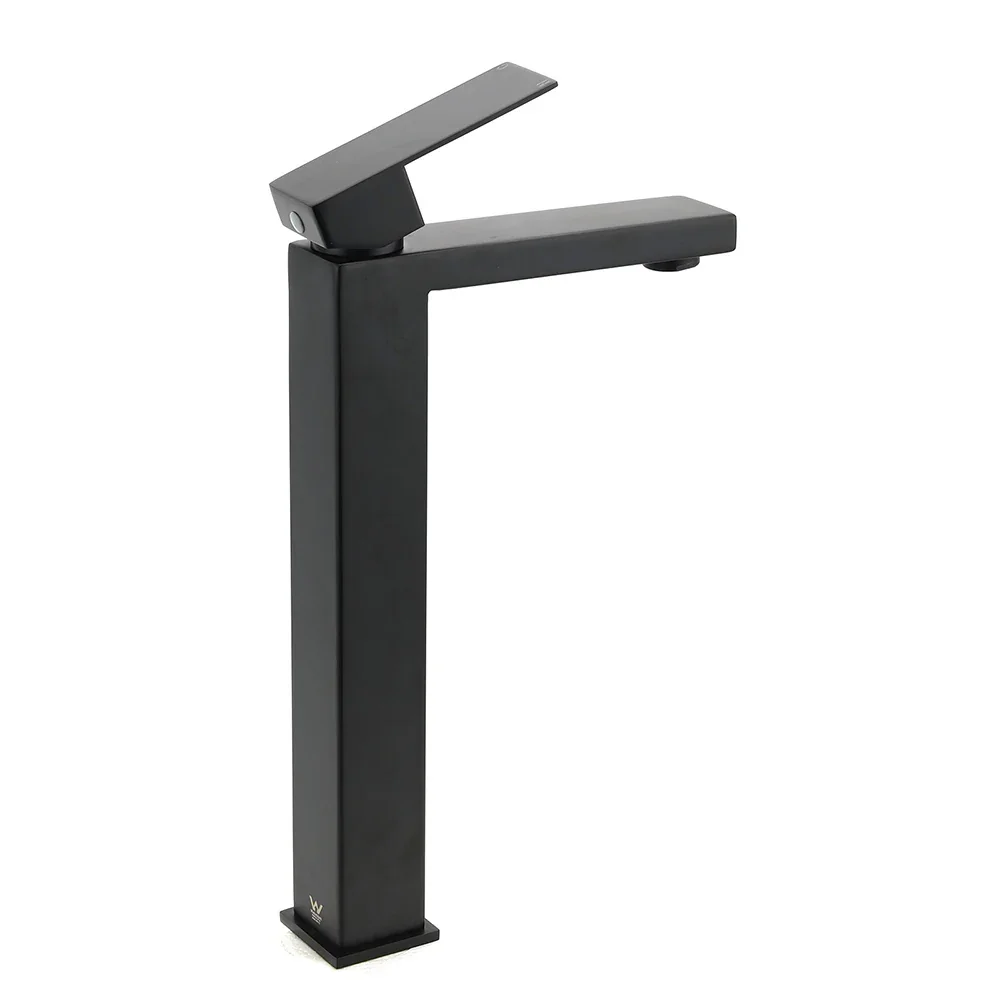 Matt Black Stainless Steel Square Tall Basin Mixer Sink Tap High Vanity Spout - Image 3