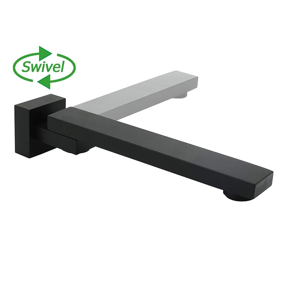 Matte Black Square Bathtub Faucet 180° Swivel Water Spout Outlet Basin Watermark - Image 4