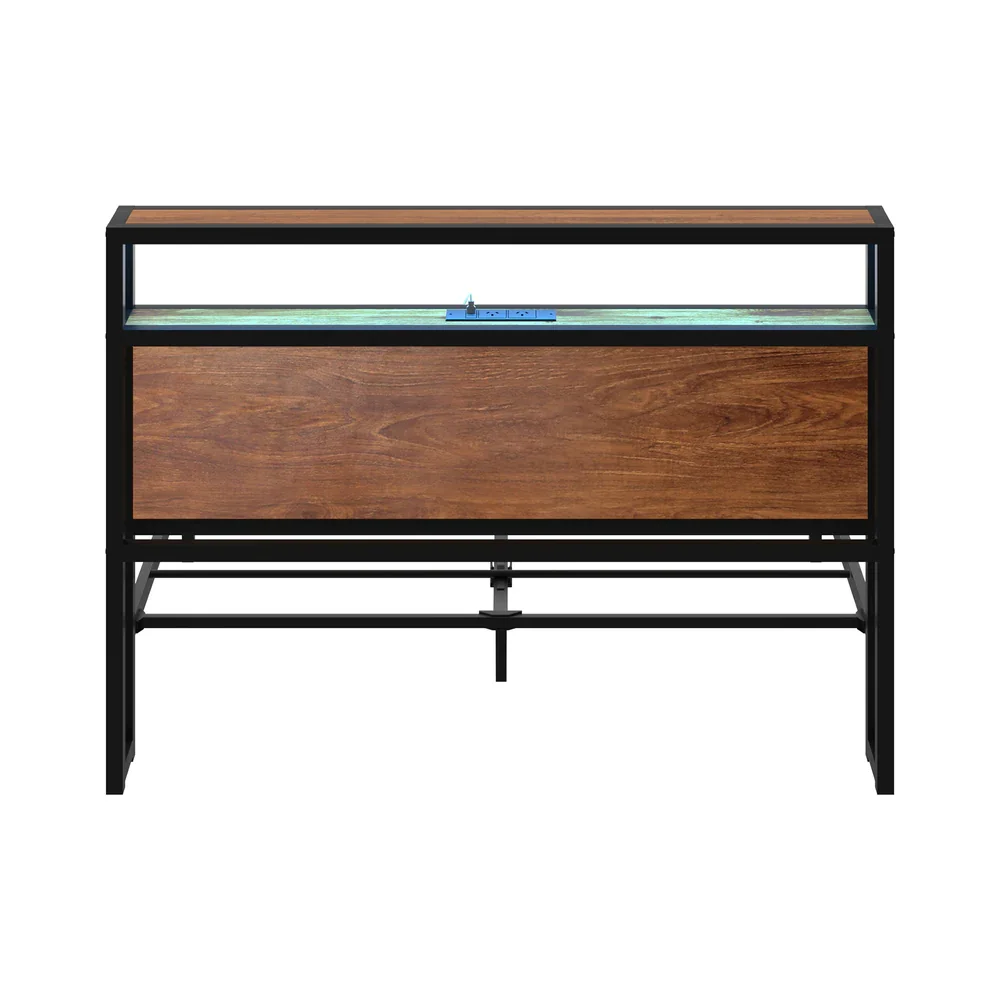 Metal Bed Frame Double Size LED Storage Headboard USB Charge - Image 2