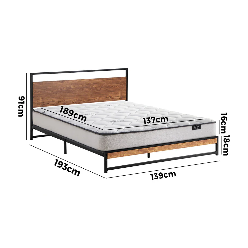Metal Bed Frame Double Size Beds Platform with Mattress - Image 4