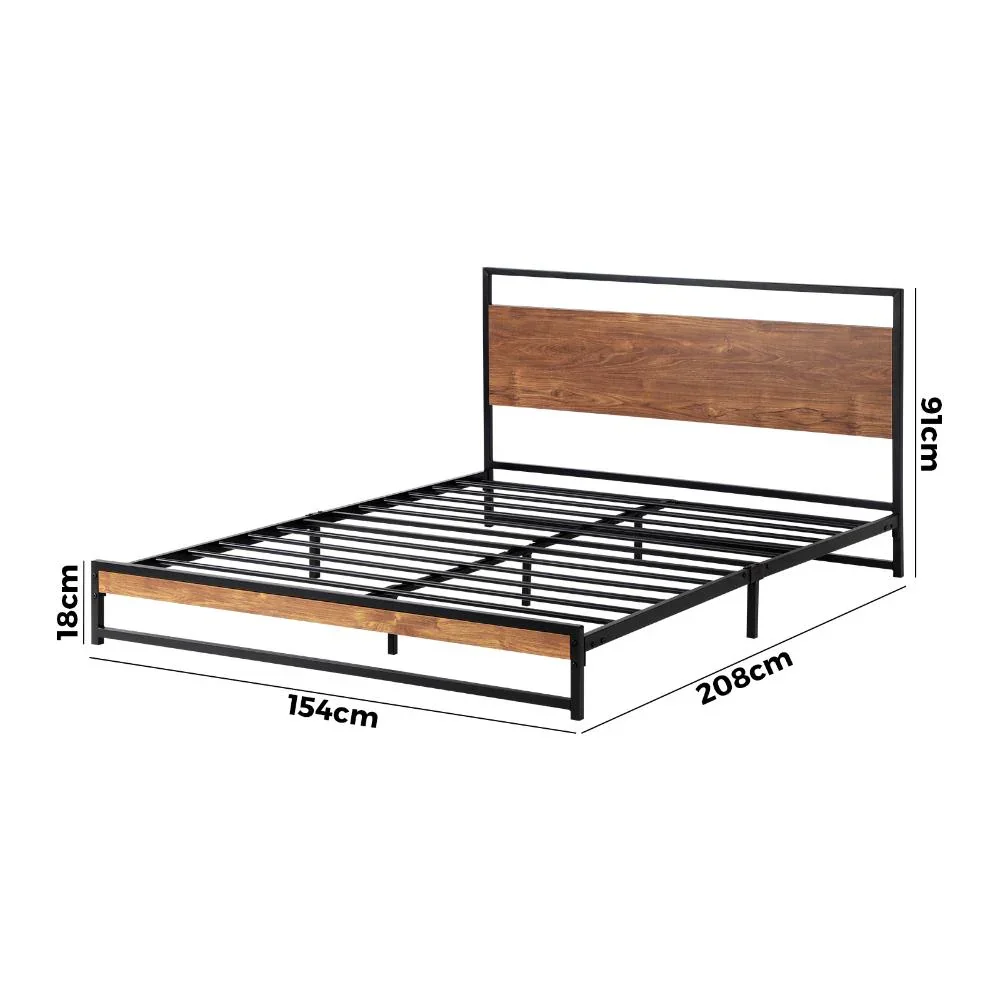 Metal Bed Frame Queen Size Wooden - Image 7