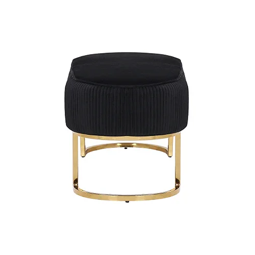 Noori Bench Chair Black Velvet - Image 3