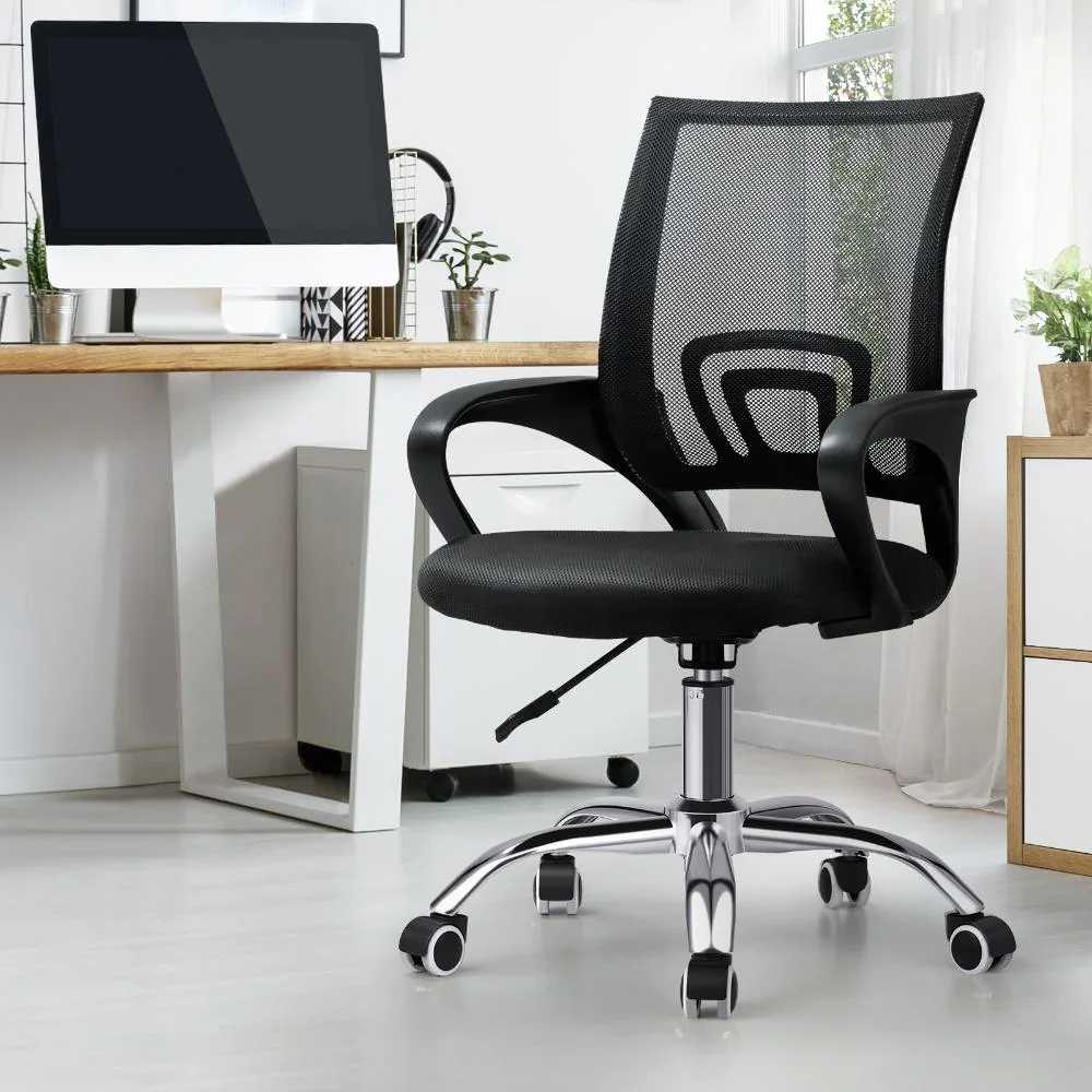 Office Chair with Casters Swivel Armrests Black - Image 7