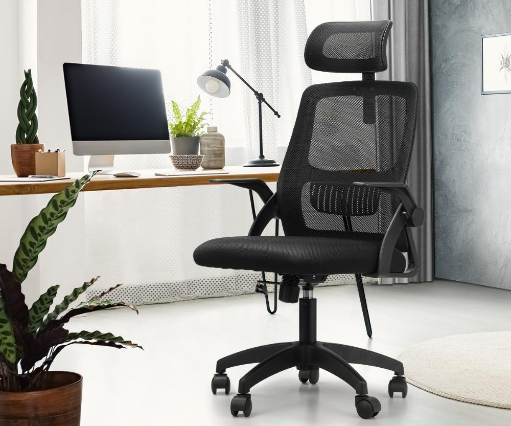 Office Chair with Mesh Headrest Backrest Black - Image 4
