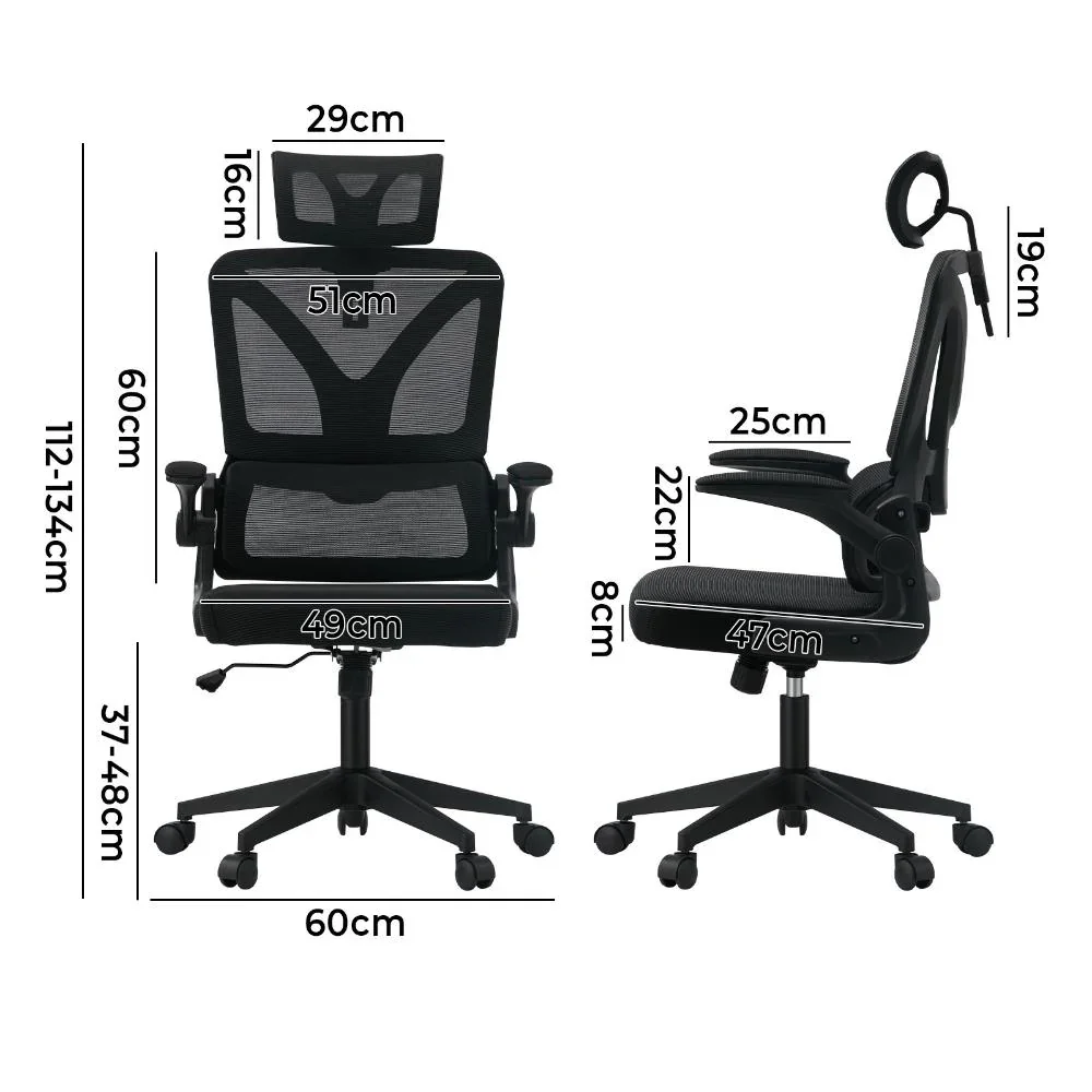 Mesh Office Chair D-Shape Back Support Black - Image 2
