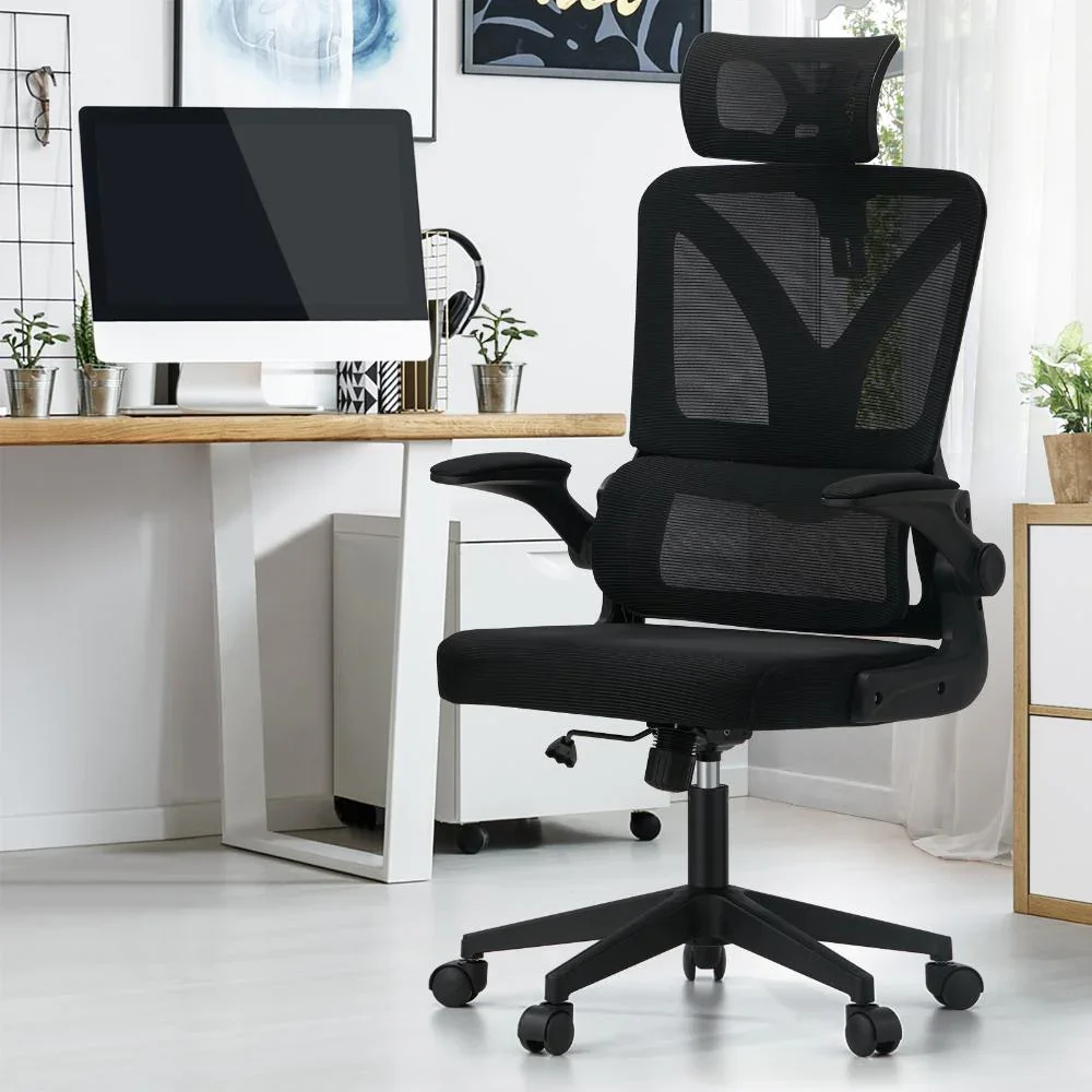 Mesh Office Chair D-Shape Back Support Black - Image 4