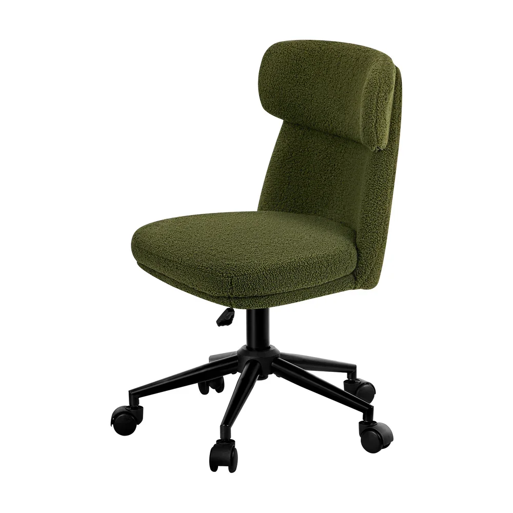 Armless Office Chair Mid Back Computer Chair Wheels Green - Image 2