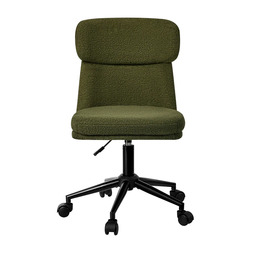 Armless Office Chair Mid Back Computer Chair Wheels Green - Image 3