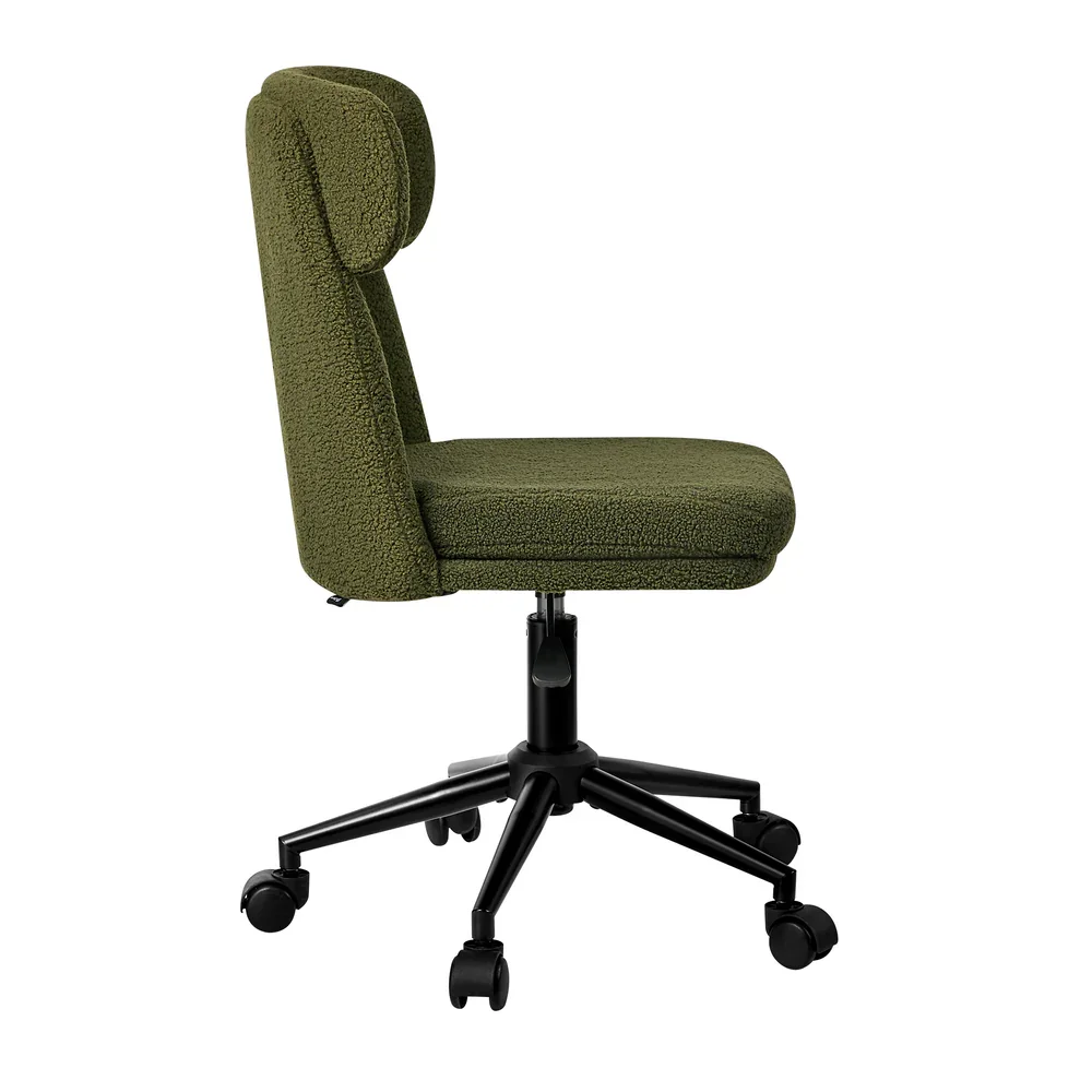 Armless Office Chair Mid Back Computer Chair Wheels Green - Image 4