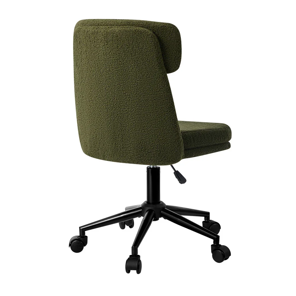 Armless Office Chair Mid Back Computer Chair Wheels Green - Image 5