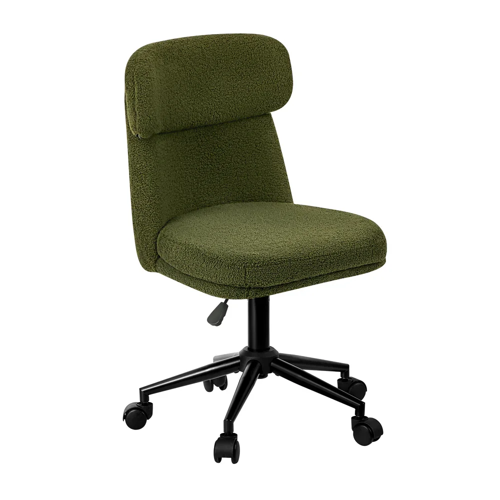 Armless Office Chair Mid Back Computer Chair Wheels Green - Image 7