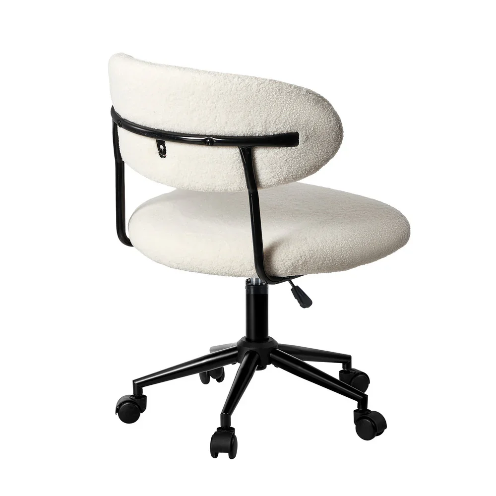 Armless Office Chair Mid Back Wide Swivel Desk Chair White - Image 5