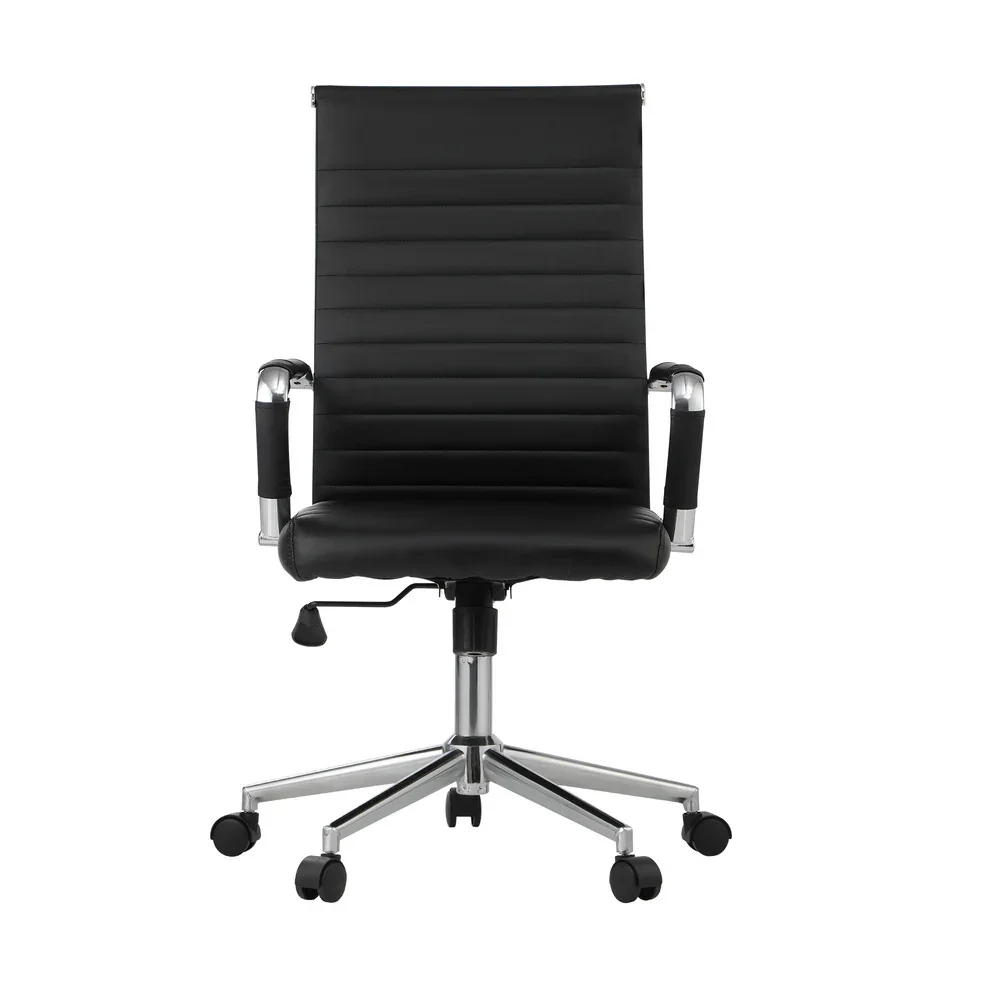 Swivel Office Chair High Back Leather Black - Image 8